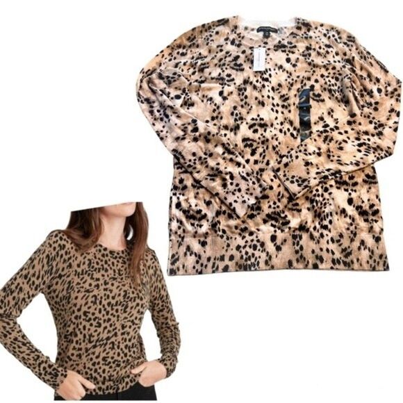 Banana Republic Animal Print leopard Sweater 100% Cotton size M. - Picture 1 of 10